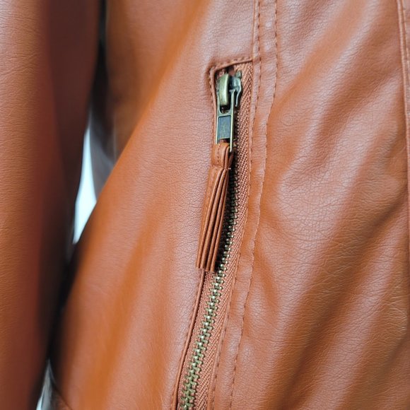 Miss Lili Faux Leather Orange Jacket - Size Small - Picture 8 of 11